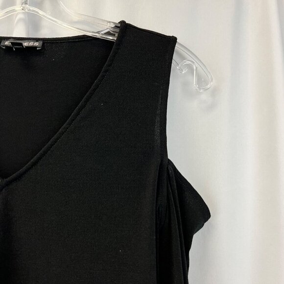 Express Womens Cold Shoulder Long Sleeve V-Neck Blouse Black XS - Picture 3 of 8